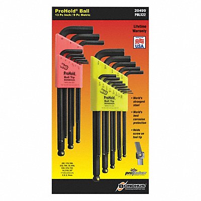 BONDHUS 20499 In/Metric Ball End L-Wrench Double Pack