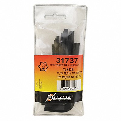 BONDHUS 31737 Set 13 Star L-Wrench Short Arm
