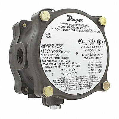 DWYER 1950G0B120NA Gas Pressure Switch For Natural Gas 2 lb