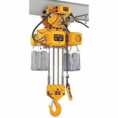 HARRINGTON NERM100SDL10230v Electric Chain Hoist w/Trolley 20 000 lb.