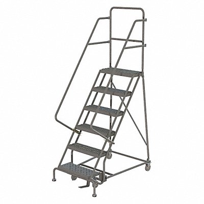 TRI-ARC KDSR106162 Rolling Ladder 6 Step Steel Serrated