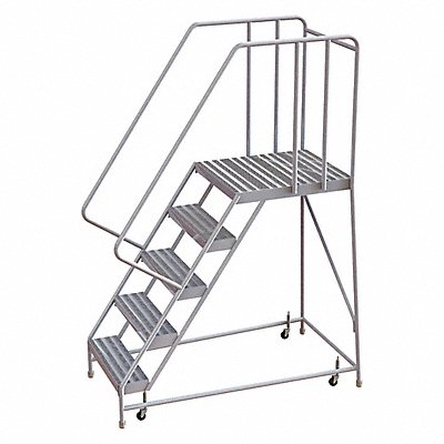 TRI-ARC WLAR105244D5 Rolling Ladder 5 Step Aluminum Ribbed