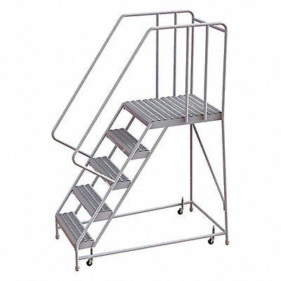 TRI-ARC WLAR105245D5 Rolling Ladder 5 Step Aluminum Serrated