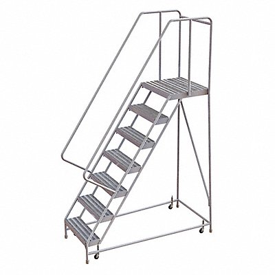 TRI-ARC WLAR107164D4 Rolling Ladder 7 Step Aluminum Ribbed