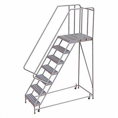 TRI-ARC WLAR107164D5 Rolling Ladder 7 Step Aluminum Ribbed