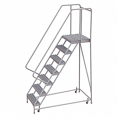 TRI-ARC WLAR107165D4 Rolling Ladder 7 Step Aluminum Serrated