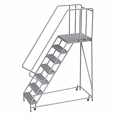 TRI-ARC WLAR107165D5 Rolling Ladder 7 Step Aluminum Serrated