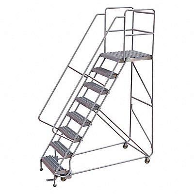 TRI-ARC WLAR108245D5 Rolling Ladder 8 Step Aluminum Serrated