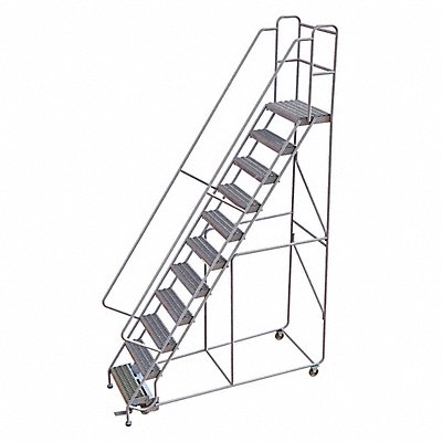 TRI-ARC WLAR111245 Rolling Ladder 11 Step Aluminum Serrated