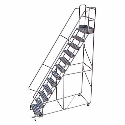 TRI-ARC WLAR112244 Rolling Ladder 12 Step Aluminum Ribbed