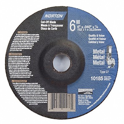 NORTON 66252842015 Depressed Centre Cut Off Wheel 7/8 CN Unthreaded Hole