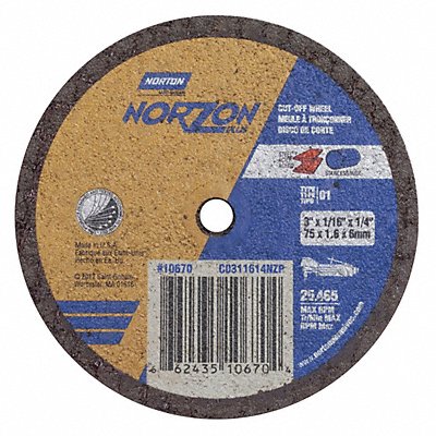 NORTON 66243510670 Cut Off Wheel 1/4 Connect. NorZonPlus5SGZ