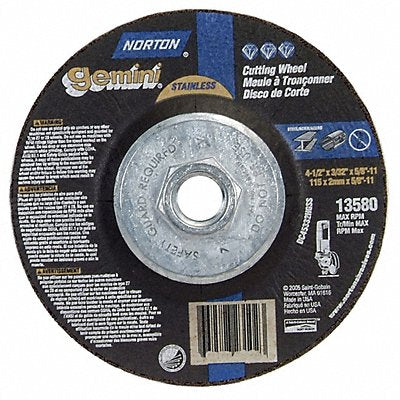 NORTON 66252842027 Depressed Centre Cut Off Wheel 5/8 -11CN ThreadHle