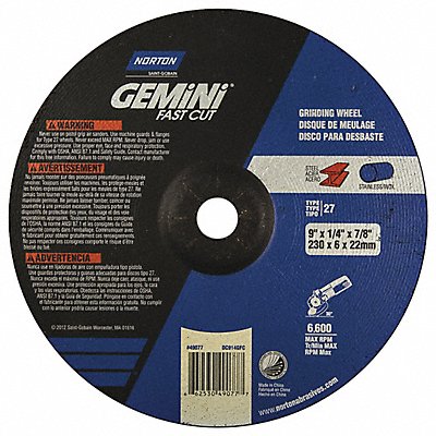 NORTON 66253049077 Depressed Grinding Wheel 7/8 CN Unthreaded Hole