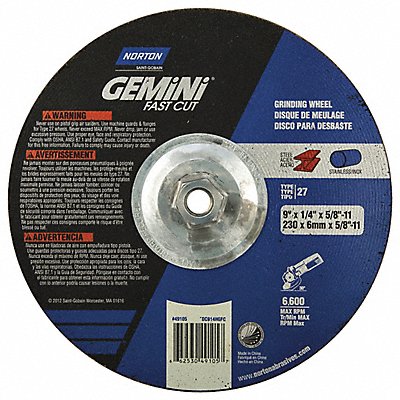 NORTON 66253049105 Depressed Grinding Wheel 5/8 -11CN ThreadHle