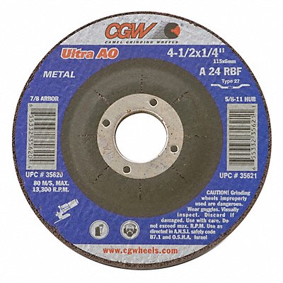 CGW ABRASIVES 35621 Depressed Ctr Whl 4.5x1/4x5/8-11 T27