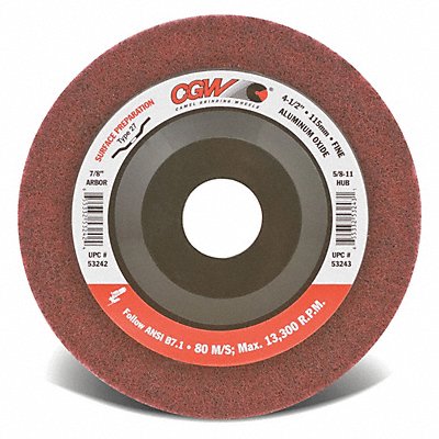 CGW ABRASIVES 53243 Depressed Ctr Whl 4.5x5/8-11 AO MRN T27