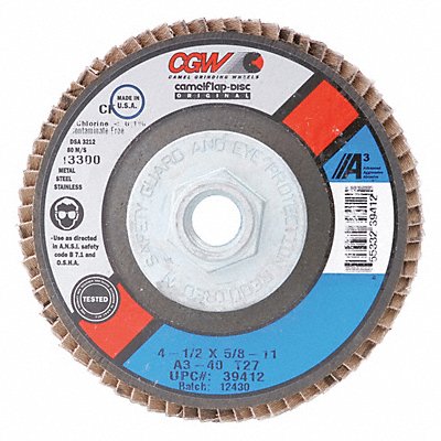 CGW ABRASIVES 39464 Flap Disc 4.5x7/8 T29 A3 XL 60G
