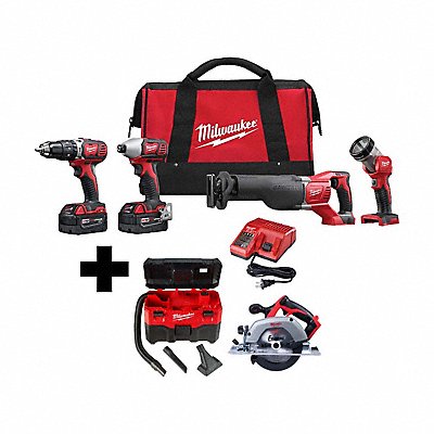 MILWAUKEE 269624088020263000 M18 4-Tool Kit M18 Vac M18 6.5 Circ Saw