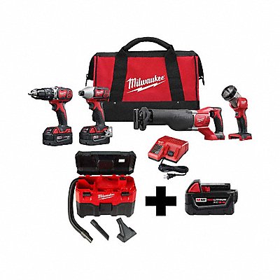 MILWAUKEE 26962408802048100000 M18 4-Tool Kit M18 Vac M18 5.0