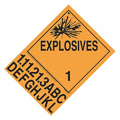 JJ KELLER 2634 Explosives Vehicle Placard Orange