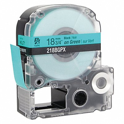 LABELWORKS PX 218BGPX Black Ink/Green Tape 3/4 W