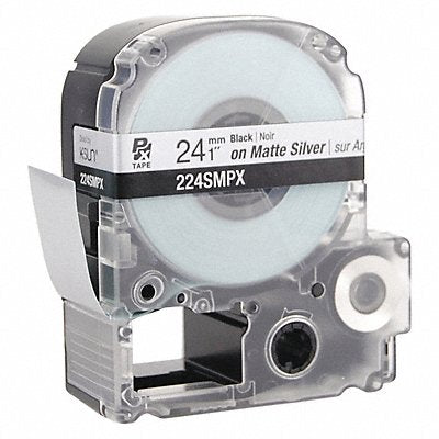 LABELWORKS PX 224SMPX Black Ink/Silver Matte Tape 1 W