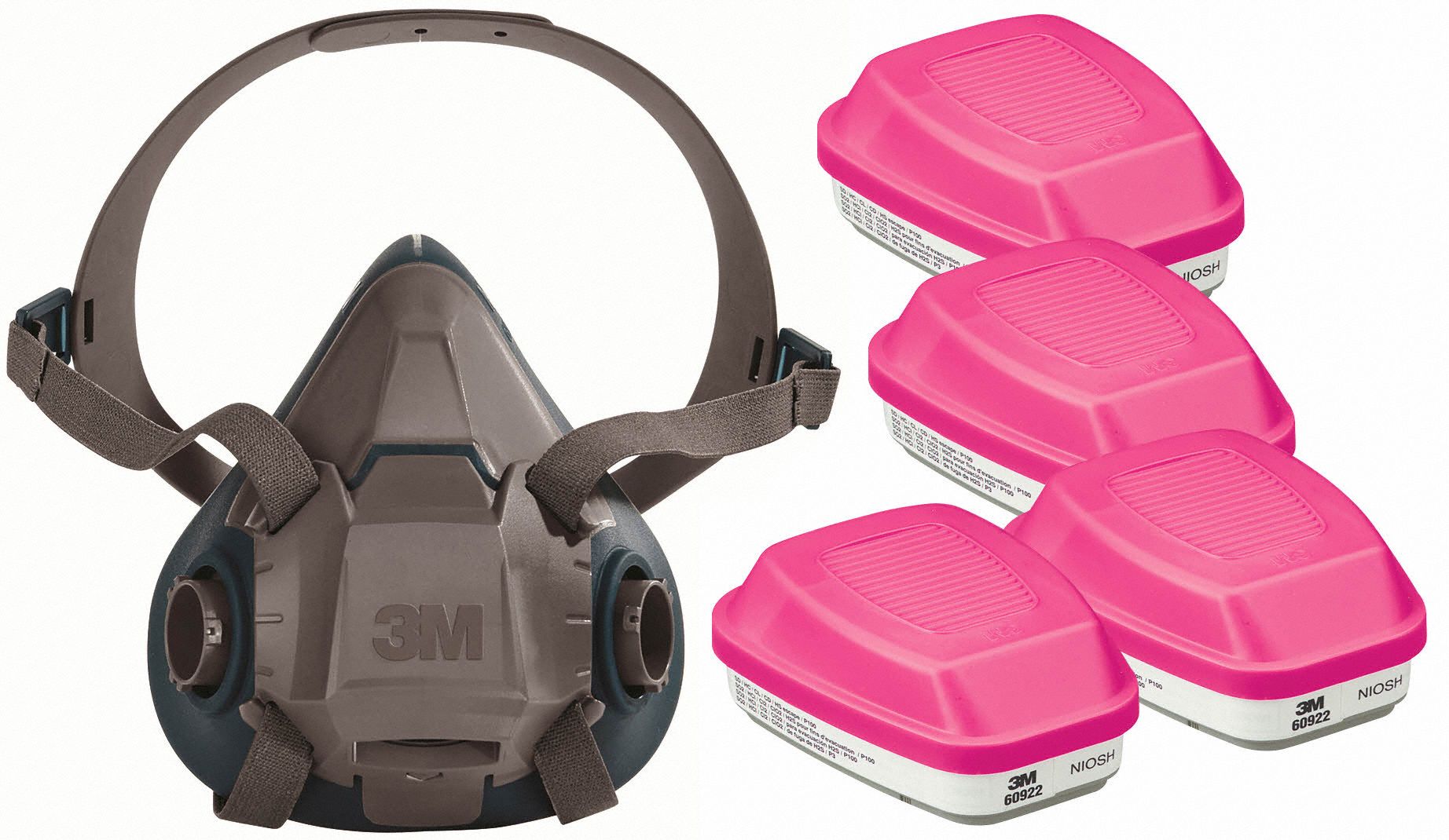 3M 29WT664JG11 Half Mask Respirator Kit M Grey Teal