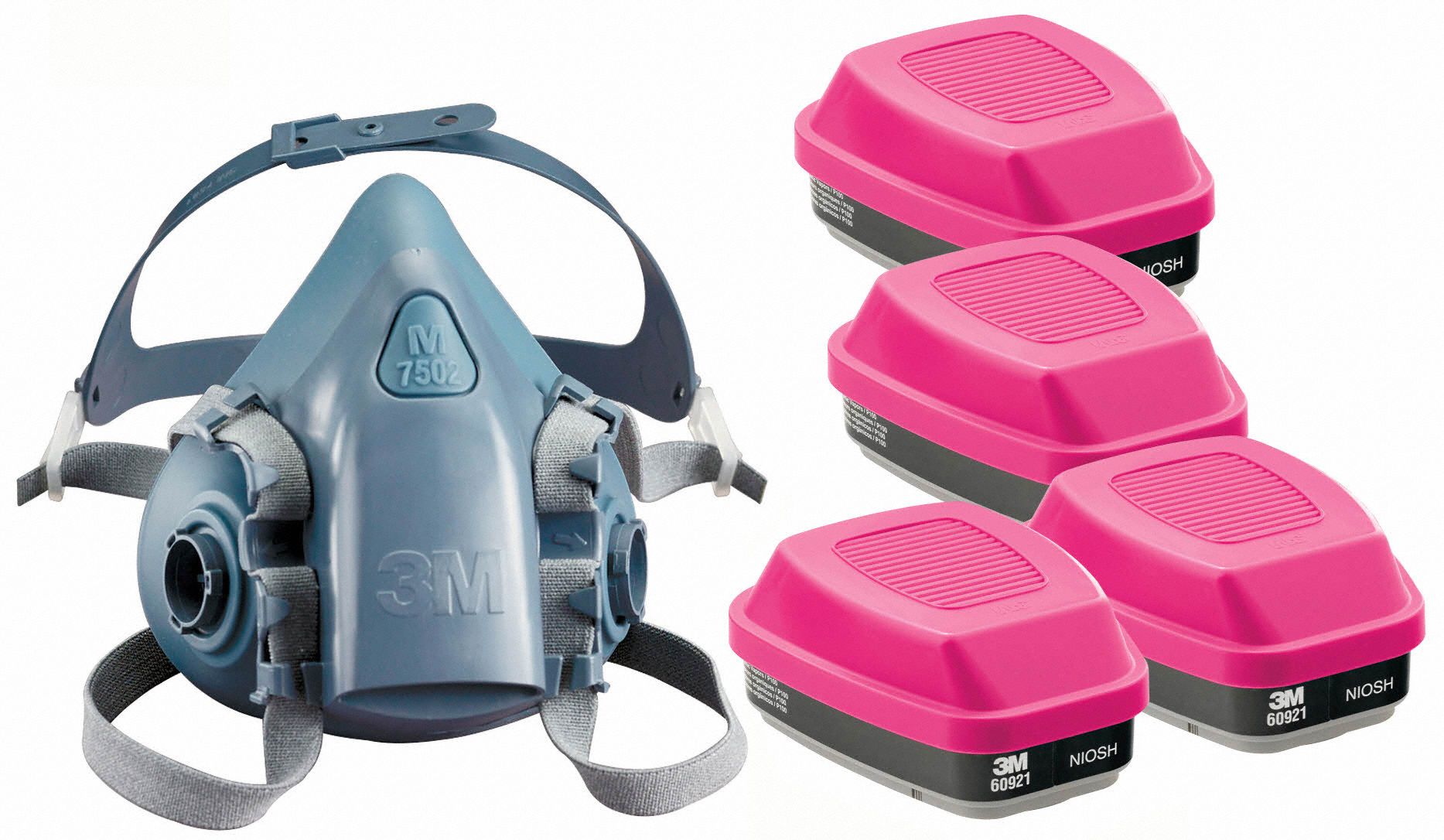 3M 3PB404JG10 Half Mask Respirator Kit M Blue Grey