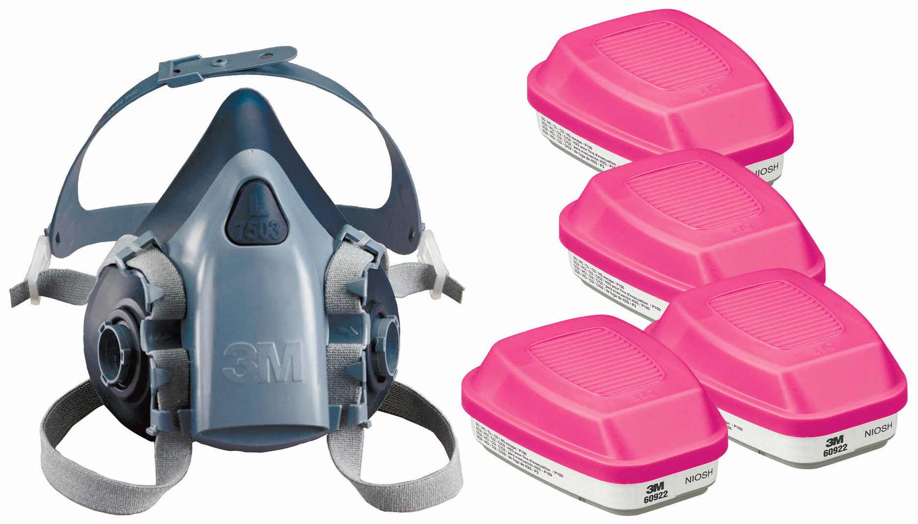 3M 3PB414JG11 Half Mask Respirator Kit L Blue Grey