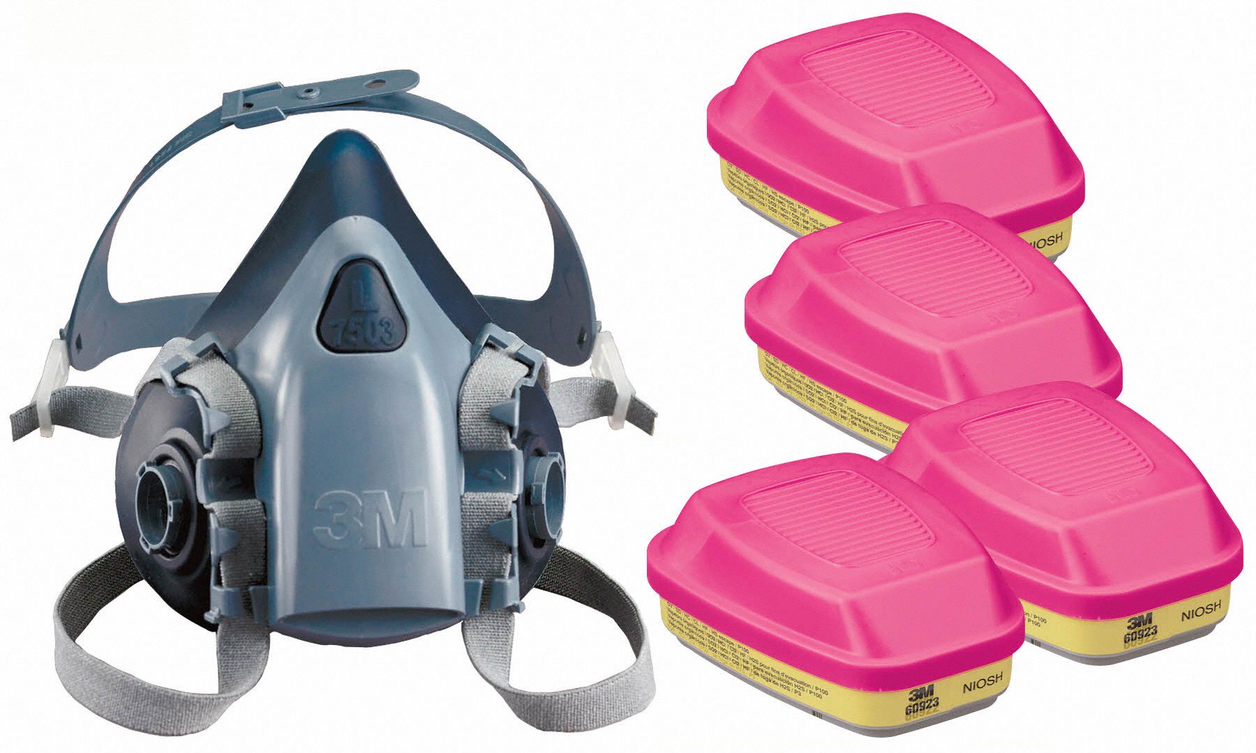 3M 3PB414JG12 Half Mask Respirator Kit L Blue Grey
