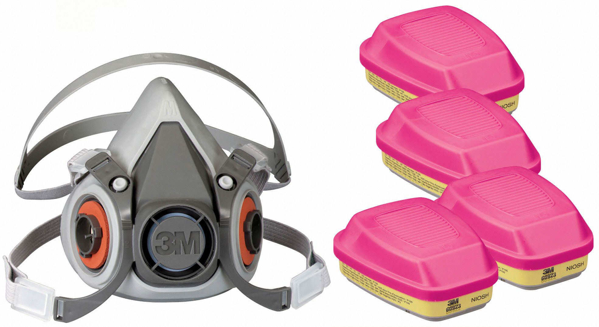 3M 6AD974JG12 Half Mask Respirator Kit M Grey