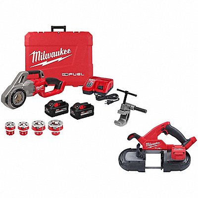MILWAUKEE TOOL EQUIPMENT2870-22, 2829-20 Threader w/Heads+M18 FUEL Band Saw