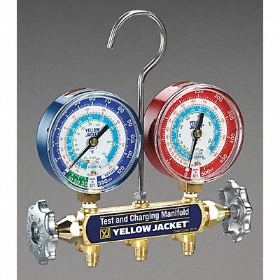 YELLOW JACKET 42005 Mechanical Manifold Gauge Set 2-Valve