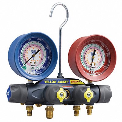 YELLOW JACKET 46010 Mechanical Manifold Gauge Set 4-Valve