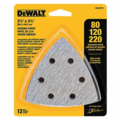 DEWALT DWASPTRI Sanding Paper Alum Oxide 80/120/220 PK12