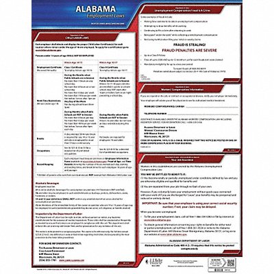 JJ KELLER 100AL Labor Law Poster State Labor Law AL