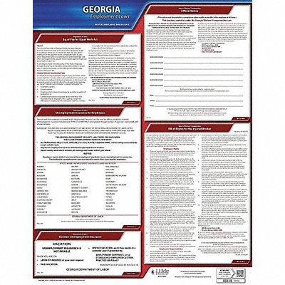 JJ KELLER 100GA Labor Law Poster State Labor Law GA