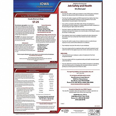 JJ KELLER 100IA Labor Law Poster State Labor Law IA