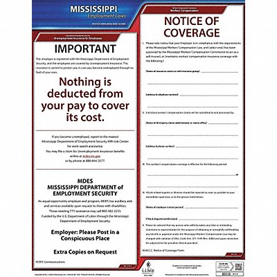 JJ KELLER 100MS Labor Law Poster State Labor Law MS