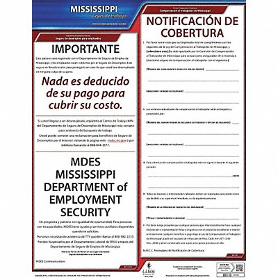 JJ KELLER 200MS Labor Law Poster State Labor Law MS
