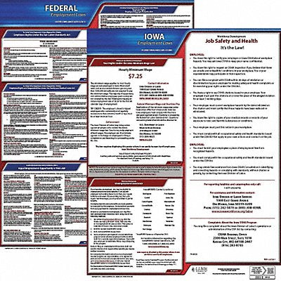 JJ KELLER 100IA1 LaborLaw Poster Fed/STA IA ENG 20inH 1yr