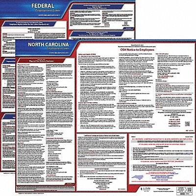 JJ KELLER 100NC1 LaborLaw Poster Fed/STA NC ENG 20inH 1yr