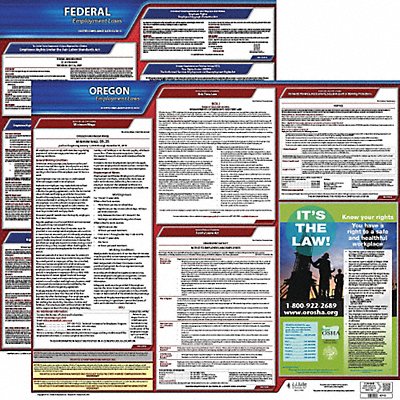 JJ KELLER 100OR3 LaborLaw Poster Fed/STA OR ENG 20inH 3yr