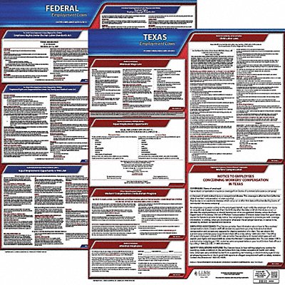 JJ KELLER 100TXWC3 LaborLaw Poster Fed/STA TX ENG 20inH 3yr