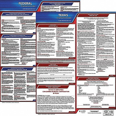 JJ KELLER 100TX3 LaborLaw Poster STA TX ENG 26Wx20inH 3yr