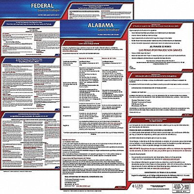 JJ KELLER 200AL1 Labor Law Poster Fed/STA AL SP 20inH 1yr