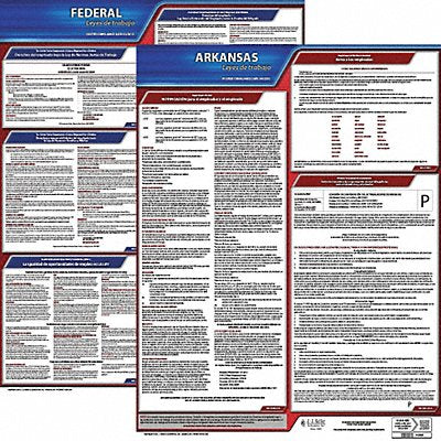 JJ KELLER 200AR3 Labor Law Poster Fed/STA AR SP 20inH 3yr