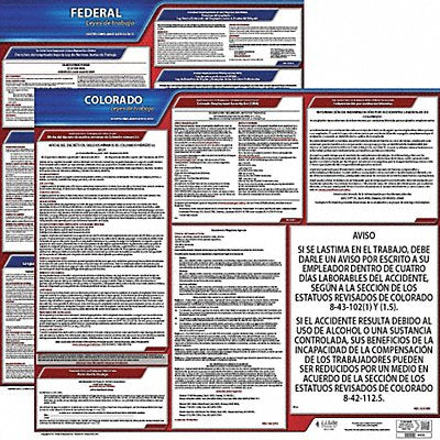 JJ KELLER 200CO1 Labor Law Poster Fed/STA CO SP 20inH 1yr