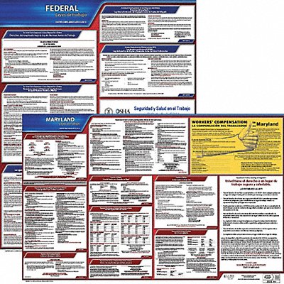 JJ KELLER 200MD3 Labor Law Poster Fed/STA MD SP 20inH 3yr